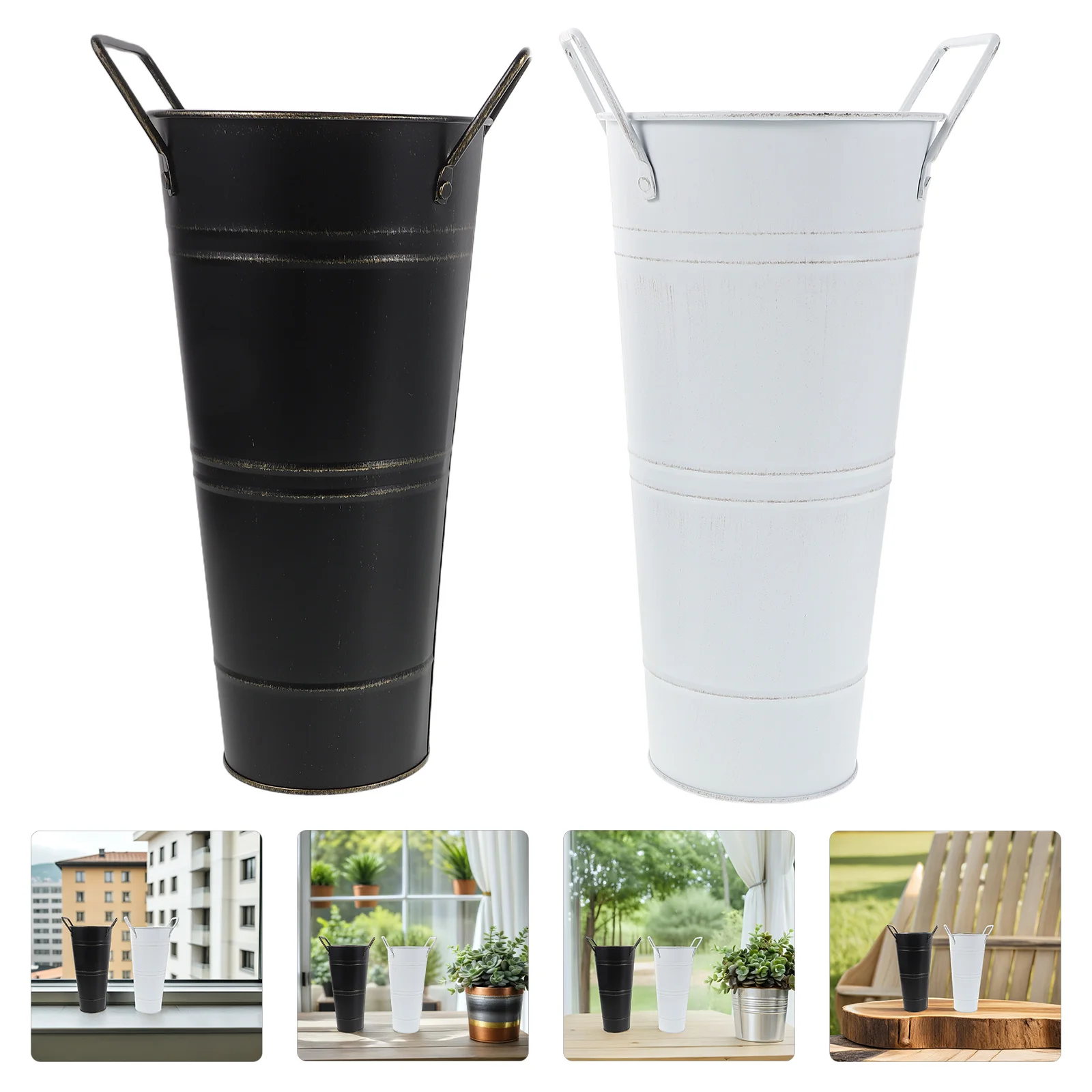 2Pcs 9 Inch Rustic Metal Vase Set Galvanized Finish Farmhouse Style Flower Buckets for Living Room Dining Table Centerpiece
2Pcs 9 Inch Rustic Metal Vase Set Galvanized Finish Farmhouse Style Flower Buckets for Living Room Dining Table Centerpiece