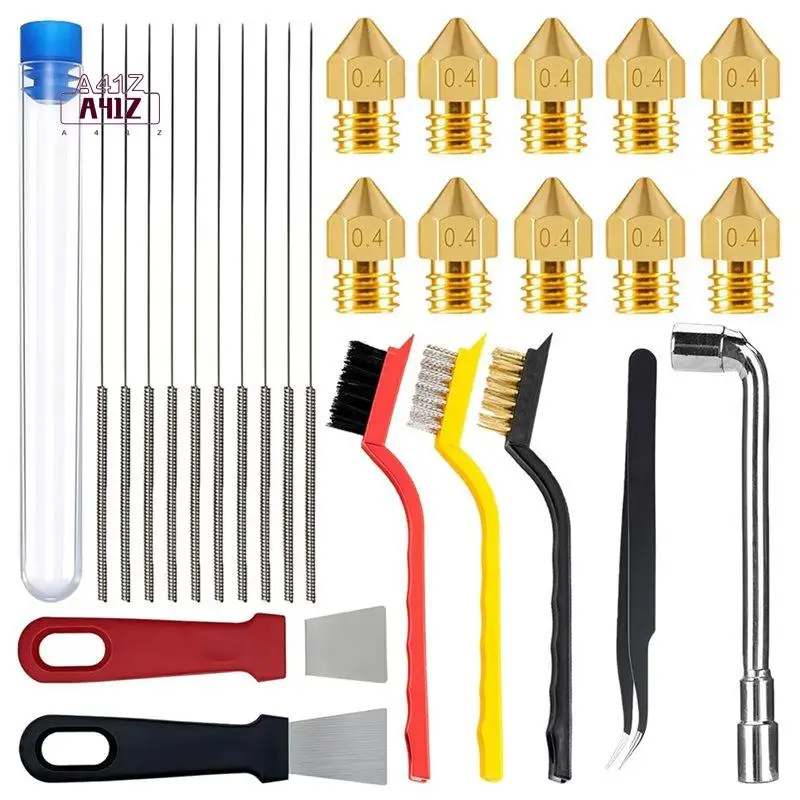 A41Z-3D Printer Nozzle Cleaning Kit, With Storage Box,0.4Mm Nozzles, Tweezer, Brushes, L-Shaped Wrench,Removal Scrapers
A41Z-3D Printer Nozzle Cleaning Kit, With Storage Box,0.4Mm Nozzles, Tweezer, Brushes, L-Shaped Wrench,Removal Scrapers