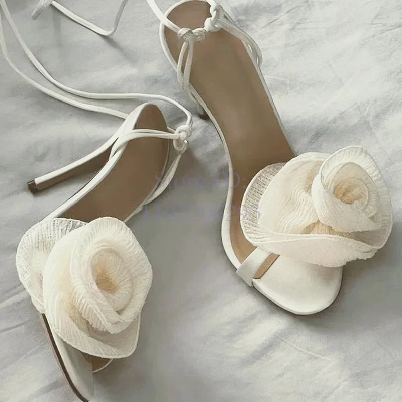 White Mesh Flower Stilettos Sandals Round Toe Back Ankle Straps Elegant Thin High Heels Lace-up Women Party Dress Shoes 2024
White Mesh Flower Stilettos Sandals Round Toe Back Ankle Straps Elegant Thin High Heels Lace-up Women Party Dress Shoes 2024