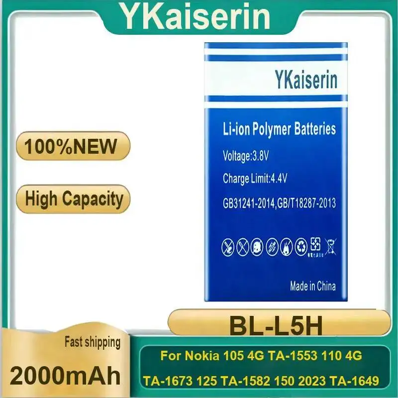 Аккумулятор для мобильного телефона BL-L5H 2000 мАч для Nokia 105 4G TA-1553, 110 4G TA-1673, 125 TA-1582, 150 2023 TA-1649
Аккумулятор для мобильного телефона BL-L5H 2000 мАч для Nokia 105 4G TA-1553, 110 4G TA-1673, 125 TA-1582, 150 2023 TA-1649