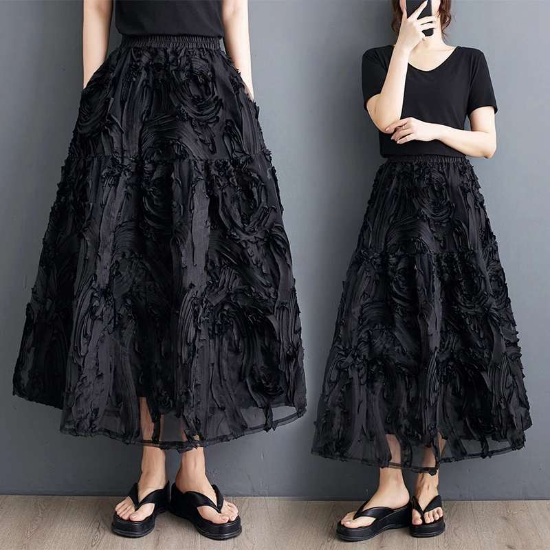 Юбка трапециевидной формы средней длины с тяжелой вышивкой Me, повседневная летняя женская мода с высокой талией, плиссированные юбки больших размеров, корейский сле
Юбка трапециевидной формы средней длины с тяжелой вышивкой Me, повседневная летняя женская мода с высокой талией, плиссированные юбки больших размеров, корейский сле