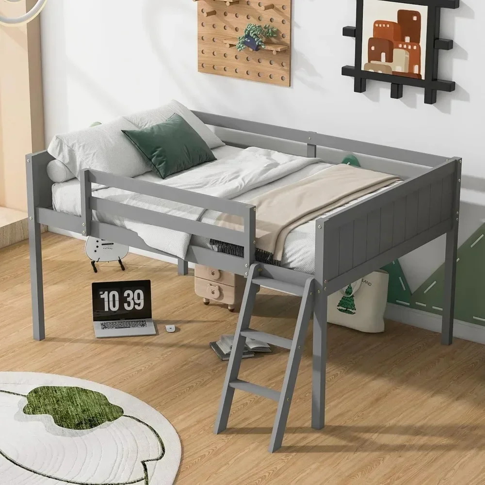 Full Size Wood Low Loft Bed Frame for Boys Girls Kids Adults Toddler with Ladder, ladder can be placed on The left or right
Full Size Wood Low Loft Bed Frame for Boys Girls Kids Adults Toddler with Ladder, ladder can be placed on The left or right