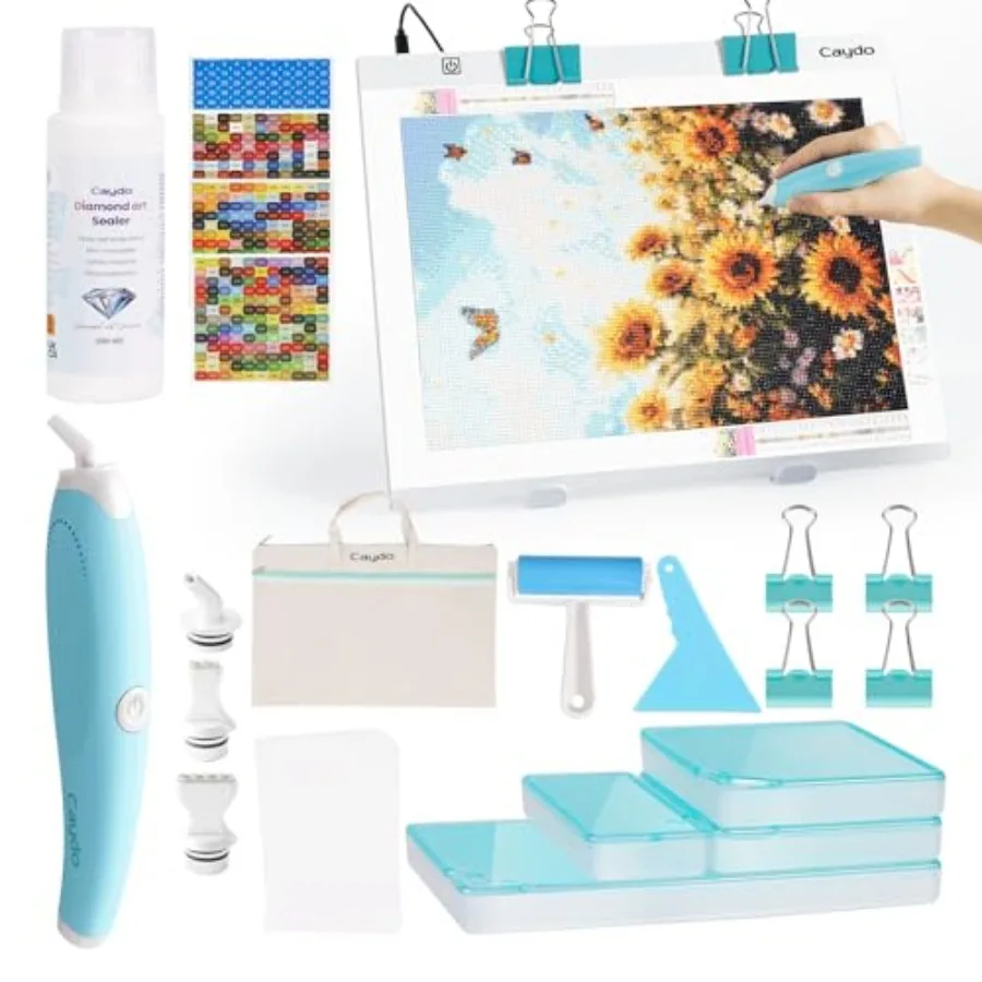 31 PCS All Inclusive Diamond Art Accessories Kit, A3 LED Light Pad Set with Diamond Painting Sealer, Trays, Electric Pen, Roller
31 PCS All Inclusive Diamond Art Accessories Kit, A3 LED Light Pad Set with Diamond Painting Sealer, Trays, Electric Pen, Roller