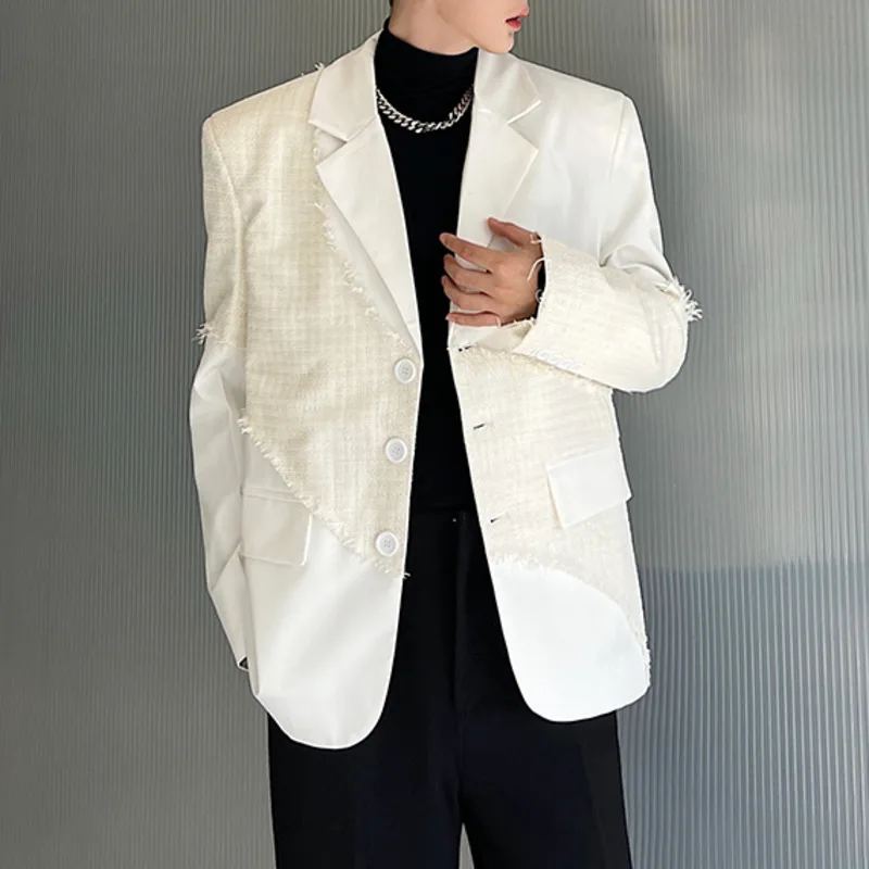 Fashion Men Blazers Patchwork Tassel Edge Lapel Long Sleeve Suits Coats Loose Streetwear Autumn Stylish Casual Suit Jackets
Fashion Men Blazers Patchwork Tassel Edge Lapel Long Sleeve Suits Coats Loose Streetwear Autumn Stylish Casual Suit Jackets