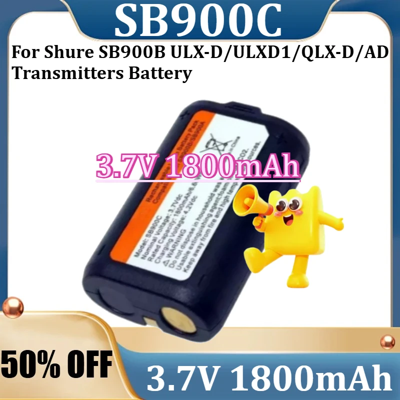 For Shure SB900B ULX-D/ULXD1/QLX-D/AD Transmitters Battery New SB900C 3.7V 1800mAh High Quality Battery
For Shure SB900B ULX-D/ULXD1/QLX-D/AD Transmitters Battery New SB900C 3.7V 1800mAh High Quality Battery
