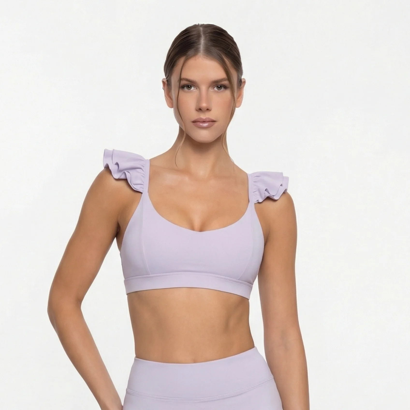 Fashionable Ruffle Edge Sports Bra for Women, Shock Resistance, Gathered Bra, European and American Style Fitness Top
Fashionable Ruffle Edge Sports Bra for Women, Shock Resistance, Gathered Bra, European and American Style Fitness Top