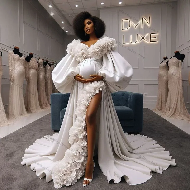 White Maternity Dress Photography Sexy V Neck Full Sleeves 3D Flower Bride Robe Pregnant Prom Gowns Split Customized For Photo
White Maternity Dress Photography Sexy V Neck Full Sleeves 3D Flower Bride Robe Pregnant Prom Gowns Split Customized For Photo