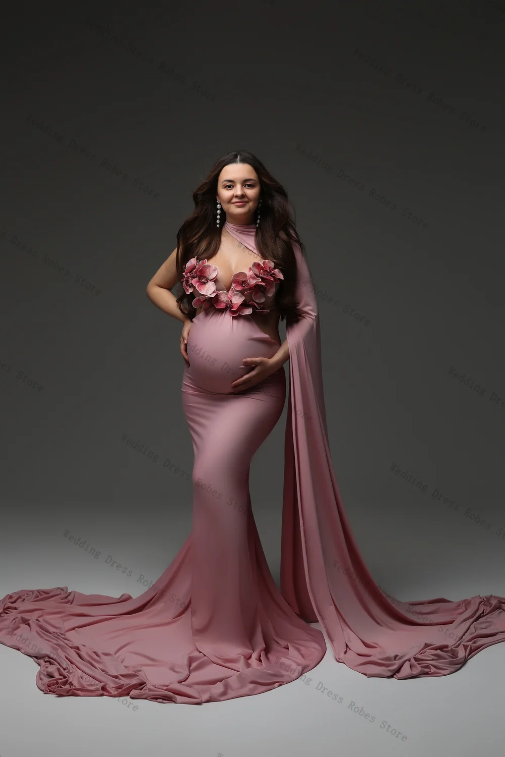 Pink Wrap Woman Pregnant Prom Dress Sexy Full Sleeves 3D Flower Cape Maternity Robes Evening Gown Sleepwear Customized
Pink Wrap Woman Pregnant Prom Dress Sexy Full Sleeves 3D Flower Cape Maternity Robes Evening Gown Sleepwear Customized