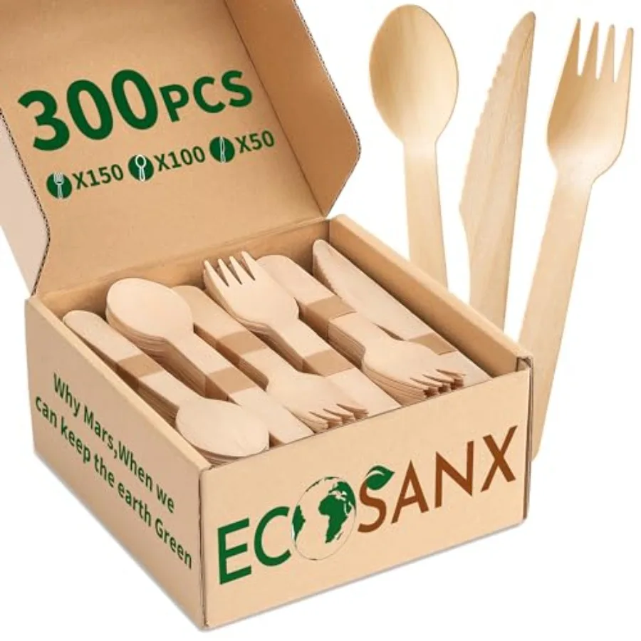300 PCs Disposable Wooden Cutlery set 6.3 Splinter Free Compostable Utensils for party, Eco-Friendly, 100 All-Natural Bamboo Ut
300 PCs Disposable Wooden Cutlery set 6.3 Splinter Free Compostable Utensils for party, Eco-Friendly, 100 All-Natural Bamboo Ut