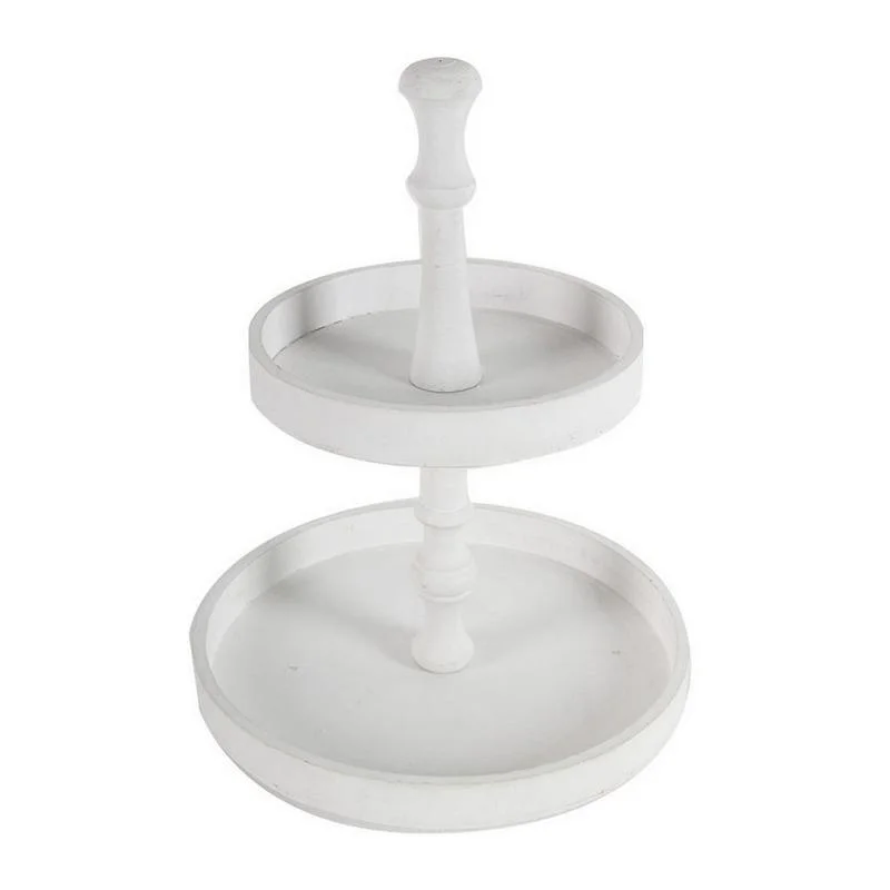 15 Inch White Wood Round Two-Tier Decorative Serving Tray
15 Inch White Wood Round Two-Tier Decorative Serving Tray
