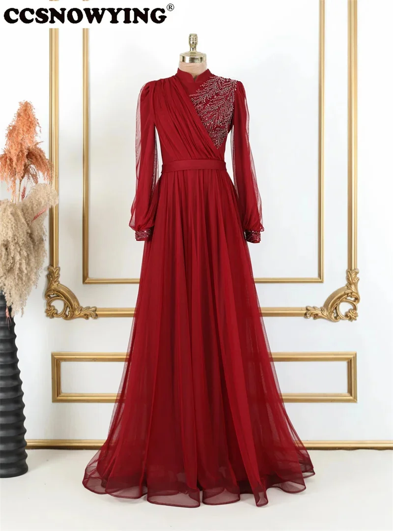 Tulle Appliques Beaded Muslim Evening Gown Long Sleeve Hijab Islamic Formal Party Dresses Women Arabic Dubai Robe De Soiree
Tulle Appliques Beaded Muslim Evening Gown Long Sleeve Hijab Islamic Formal Party Dresses Women Arabic Dubai Robe De Soiree