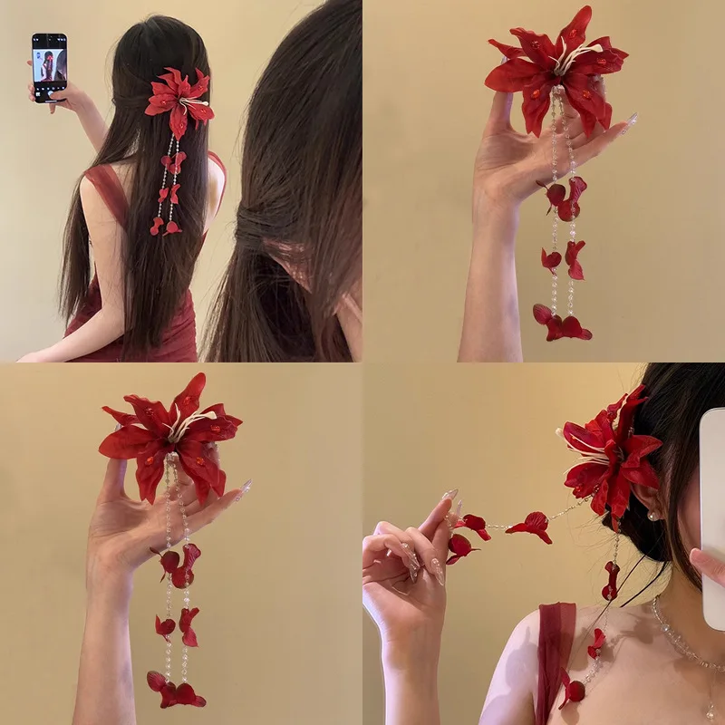 Gentle shore flower tassel Duckbill clip beach vacation style hair accessory, versatile headwear women's hair clip, holiday gift
Gentle shore flower tassel Duckbill clip beach vacation style hair accessory, versatile headwear women's hair clip, holiday gift