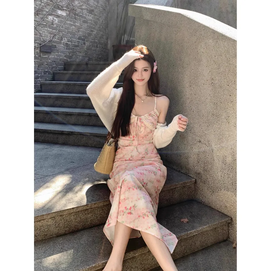 【New style】French light pink sling flower dress women's new holiday style long skirt
【New style】French light pink sling flower dress women's new holiday style long skirt