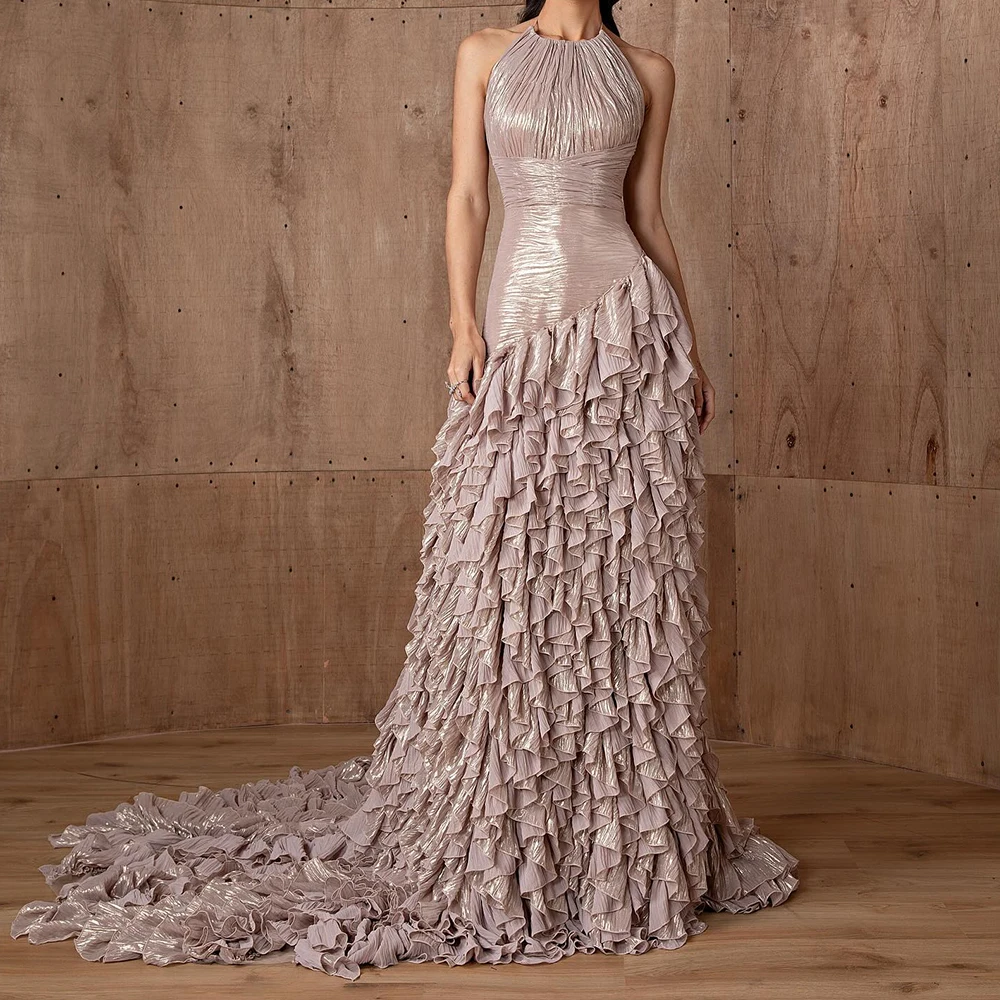 Customized Modern Straight Floor Length Halter Jersey Sleeveless Pleats Evening Dress Elegant Photo Color vestidos para mujer
Customized Modern Straight Floor Length Halter Jersey Sleeveless Pleats Evening Dress Elegant Photo Color vestidos para mujer