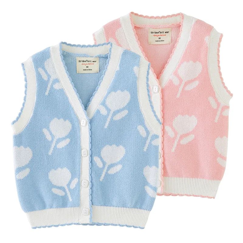 2025 Autumn Toddler Girl Sleevelss Waistcoat Tullp Jacquared V-collar Infant Baby Girl Sweater Loose Knitwear Children Girl Vest
2025 Autumn Toddler Girl Sleevelss Waistcoat Tullp Jacquared V-collar Infant Baby Girl Sweater Loose Knitwear Children Girl Vest