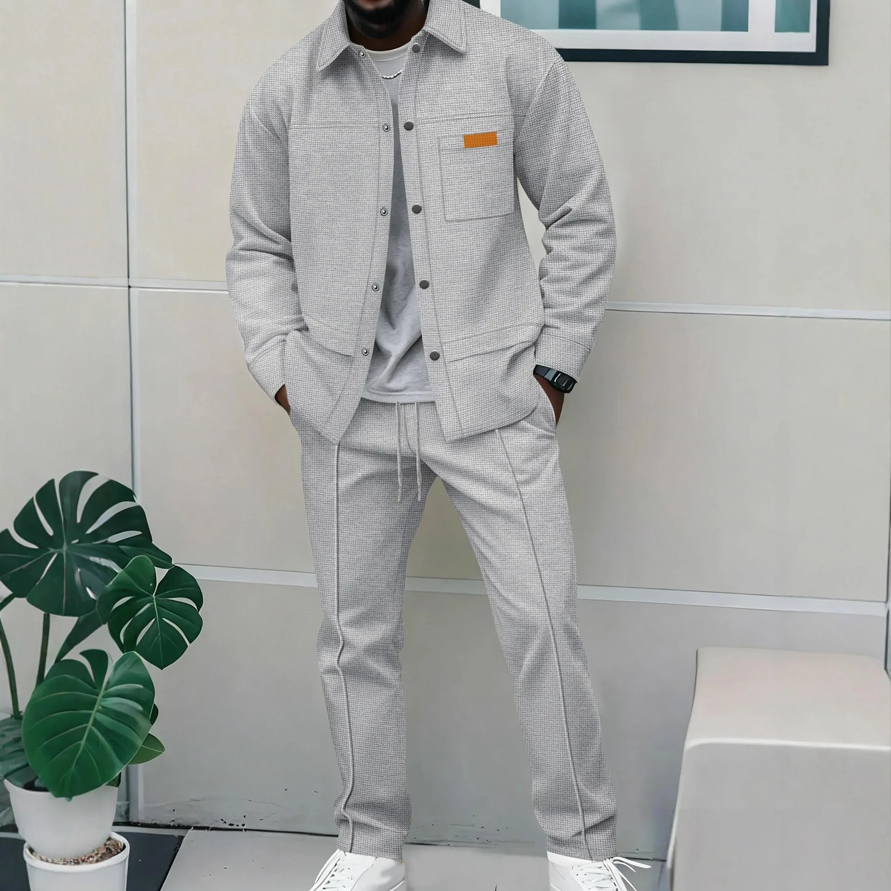 Men's Casual Long Sleeve Shirt Jacket and Pants 2 Piece Set, Button Down Collar Top with Pocket and Drawstring Trousers
Men's Casual Long Sleeve Shirt Jacket and Pants 2 Piece Set, Button Down Collar Top with Pocket and Drawstring Trousers
