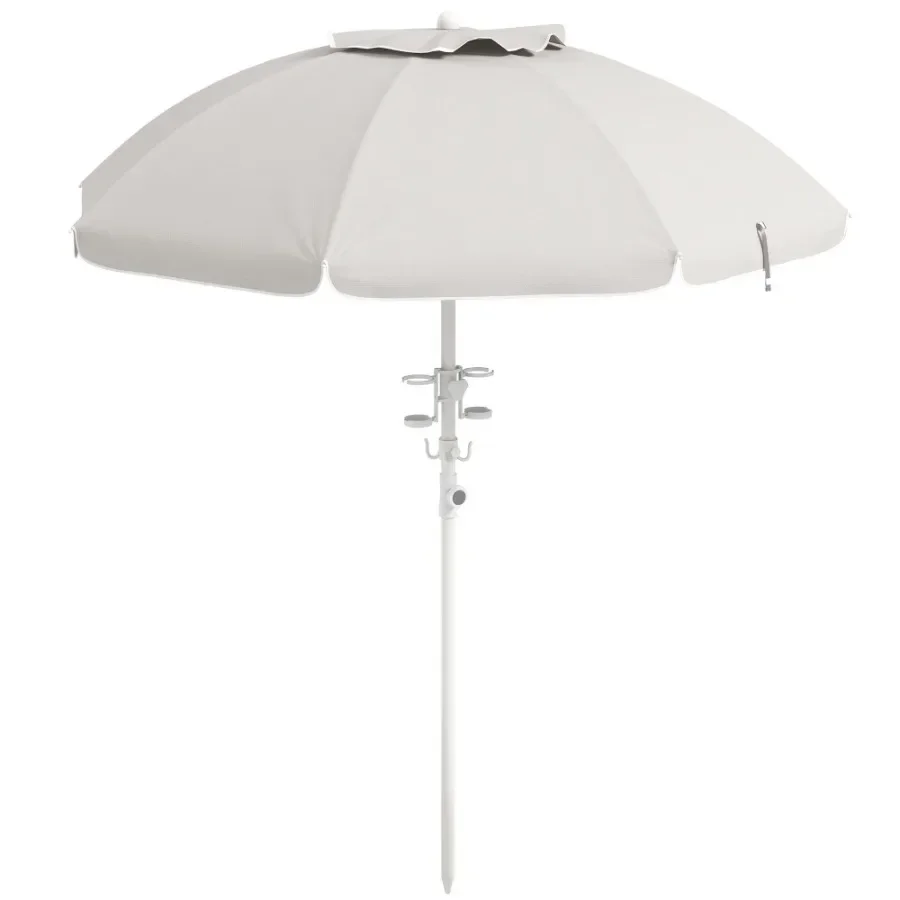 5.7' Portable Beach Umbrella with Tilt Adjustable Height 2 Cup Holders Hooks UV 40+ Ruffled Outdoor Umbrella with Vented Canop
5.7' Portable Beach Umbrella with Tilt Adjustable Height 2 Cup Holders Hooks UV 40+ Ruffled Outdoor Umbrella with Vented Canop