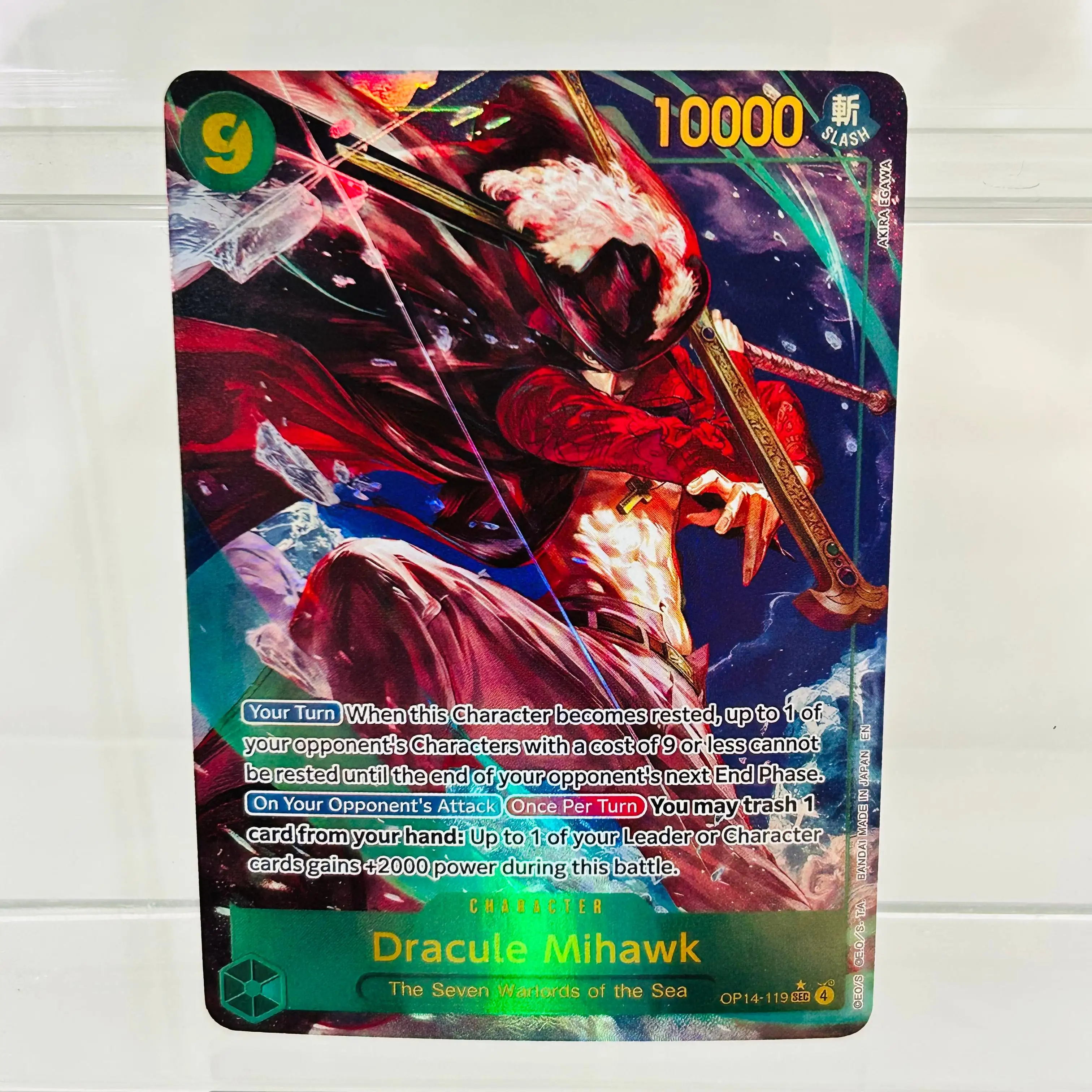One Piece Dracule Mihawk OP14-119 English Card Holographic Texture Perfect Condition DIY Premium Anime Collection Card
One Piece Dracule Mihawk OP14-119 English Card Holographic Texture Perfect Condition DIY Premium Anime Collection Card