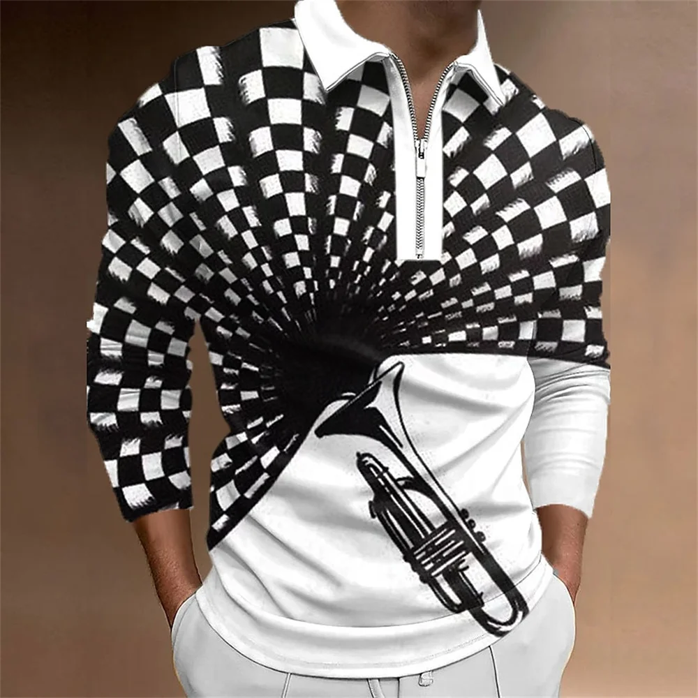 Retro Black White Plaid Print Polo T Shirt Man Fashion Sports Lapel Golf T-Shirt Men Tops Ventilate Gym Men Long Sleeve T-Shirt
Retro Black White Plaid Print Polo T Shirt Man Fashion Sports Lapel Golf T-Shirt Men Tops Ventilate Gym Men Long Sleeve T-Shirt
