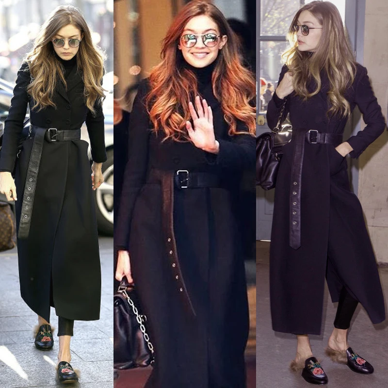 Gigi Long Over-Knee Woolen Coat with Belt Street Style Pure Color Tailored Lapel Double Breasted Female Outerwear Coat
Gigi Long Over-Knee Woolen Coat with Belt Street Style Pure Color Tailored Lapel Double Breasted Female Outerwear Coat