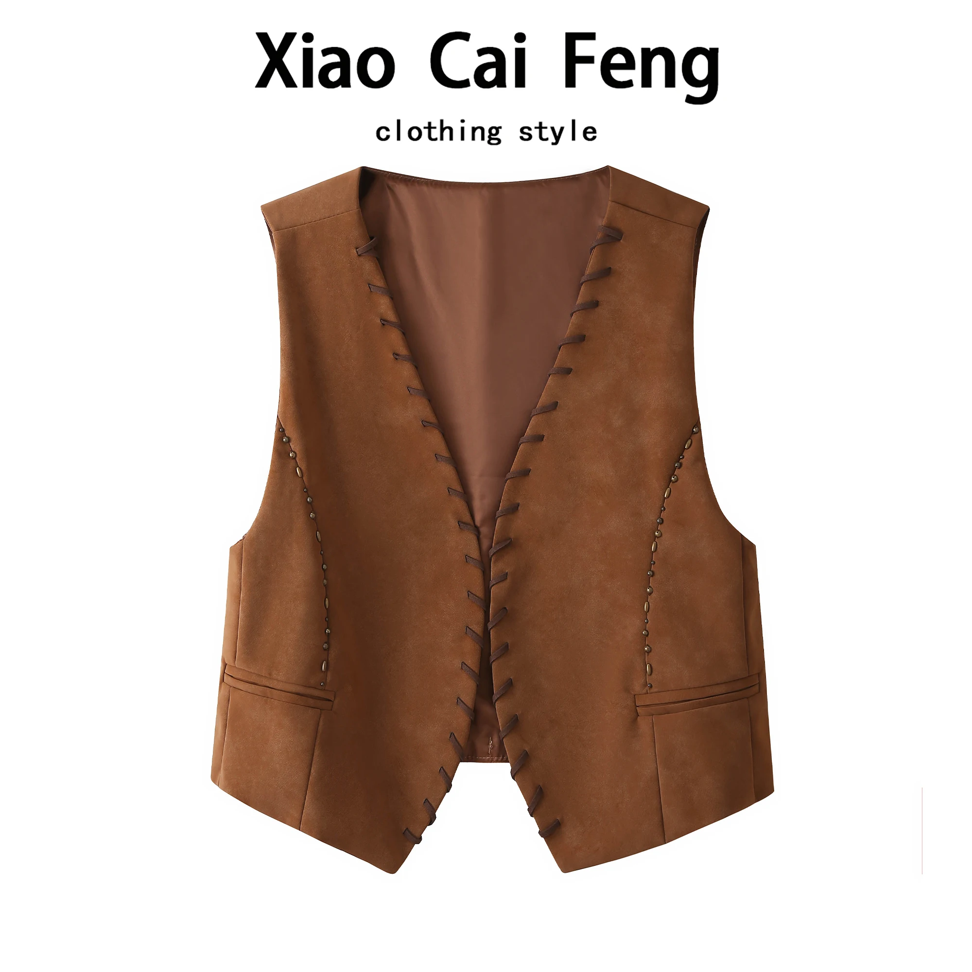 Retro Brown Deer Skin Velvet Vest Women's Autumn Fashionable V-neck Layering Slimming Outerwear Polyester Cotton Blend
Retro Brown Deer Skin Velvet Vest Women's Autumn Fashionable V-neck Layering Slimming Outerwear Polyester Cotton Blend