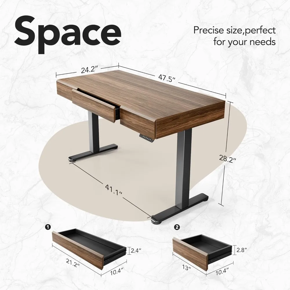 Electric standing desk with 3 drawers, 48 inch high adjustable standing desk, and a full computer workstation
Electric standing desk with 3 drawers, 48 inch high adjustable standing desk, and a full computer workstation