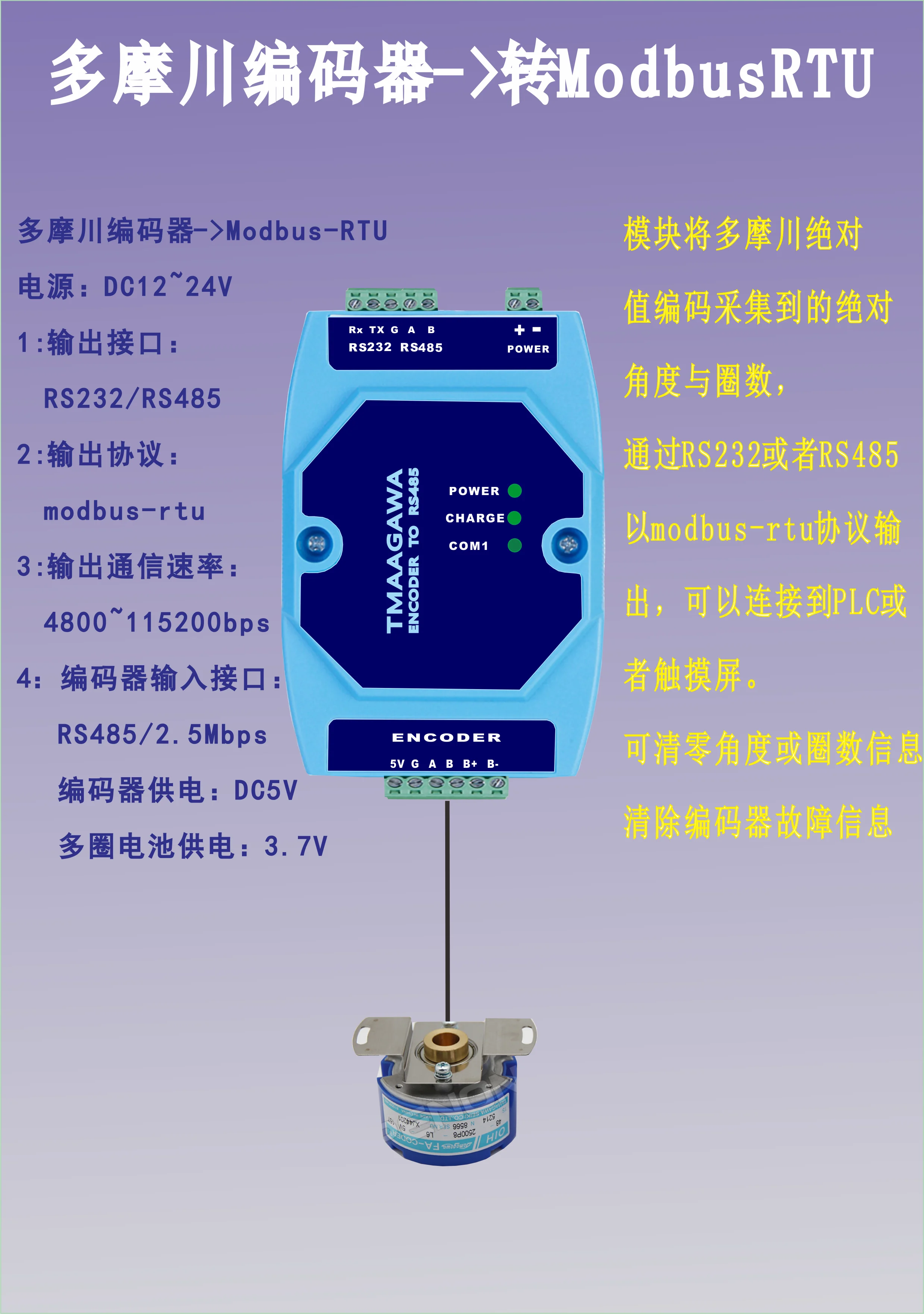 17-битный 23-битный абсолютный энкодер Tam//ag/aw/a, подключенный к протоколу Modbus RTU
17-битный 23-битный абсолютный энкодер Tam//ag/aw/a, подключенный к протоколу Modbus RTU
