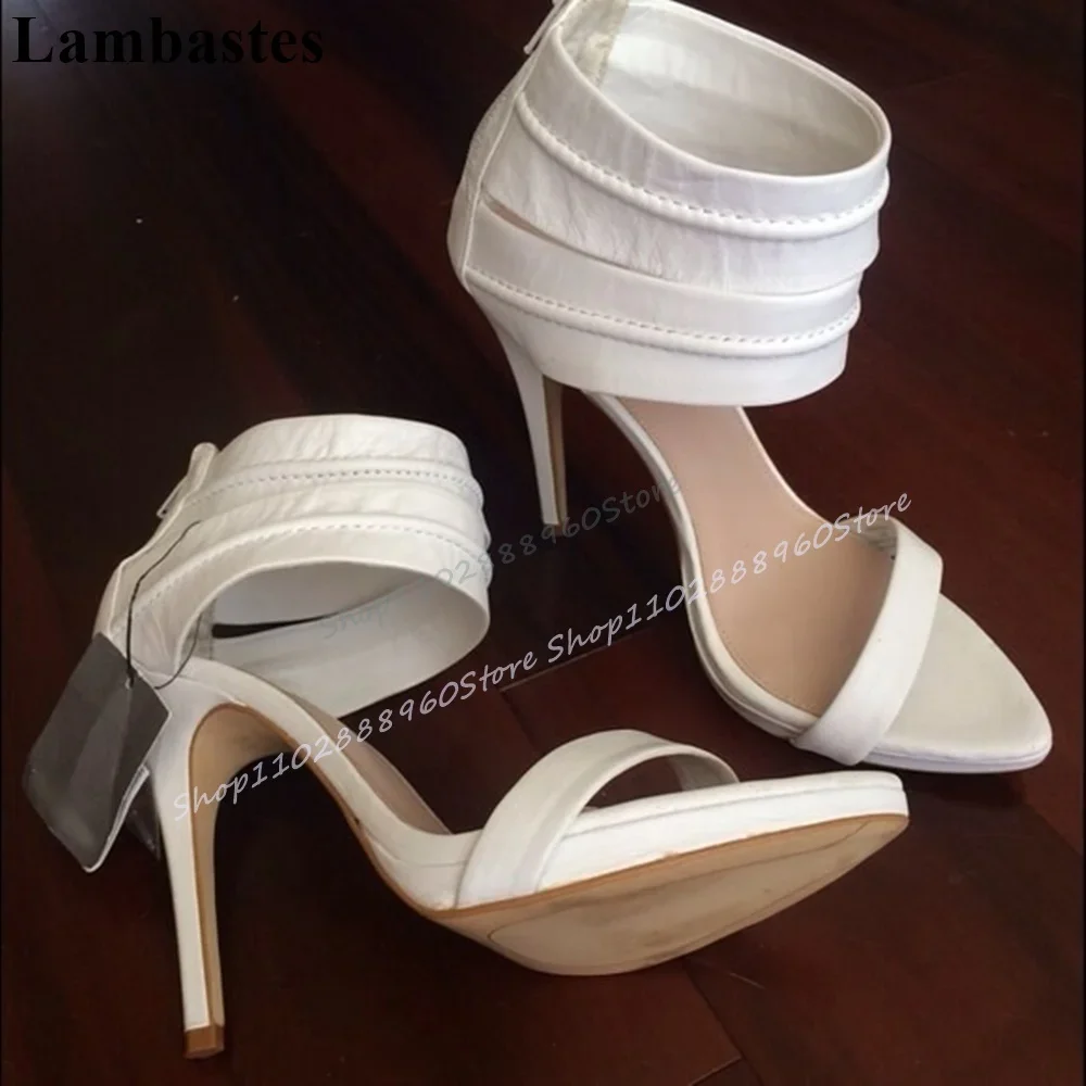 Elegant Style White Leather Strappy Sandals Thin High Heel Shoes For Women Back Zipper Open Toe 2025 Fashion Zapatillas Mujer
Elegant Style White Leather Strappy Sandals Thin High Heel Shoes For Women Back Zipper Open Toe 2025 Fashion Zapatillas Mujer