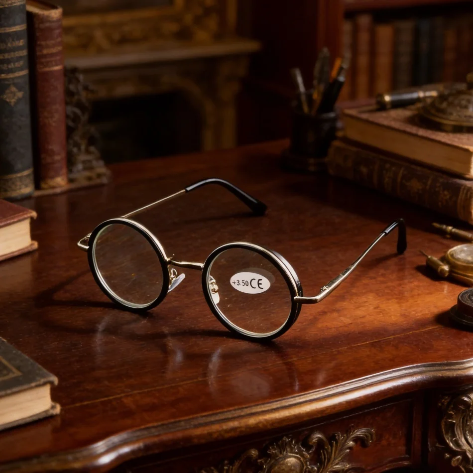 Clara Vida Vintage Round Reading Glasses Women Gold Black Frame Metal Temples Classic Reading Glasses Men +0.75 to +4
Clara Vida Vintage Round Reading Glasses Women Gold Black Frame Metal Temples Classic Reading Glasses Men +0.75 to +4