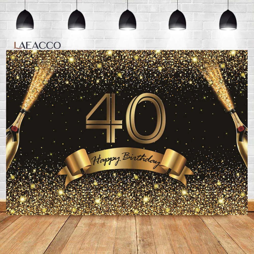 Laeacco Happy 40th Birthday Backdrop Black And Golden Glitter Gold Balloons Women Men Portrait Customized Photography Background
Laeacco Happy 40th Birthday Backdrop Black And Golden Glitter Gold Balloons Women Men Portrait Customized Photography Background