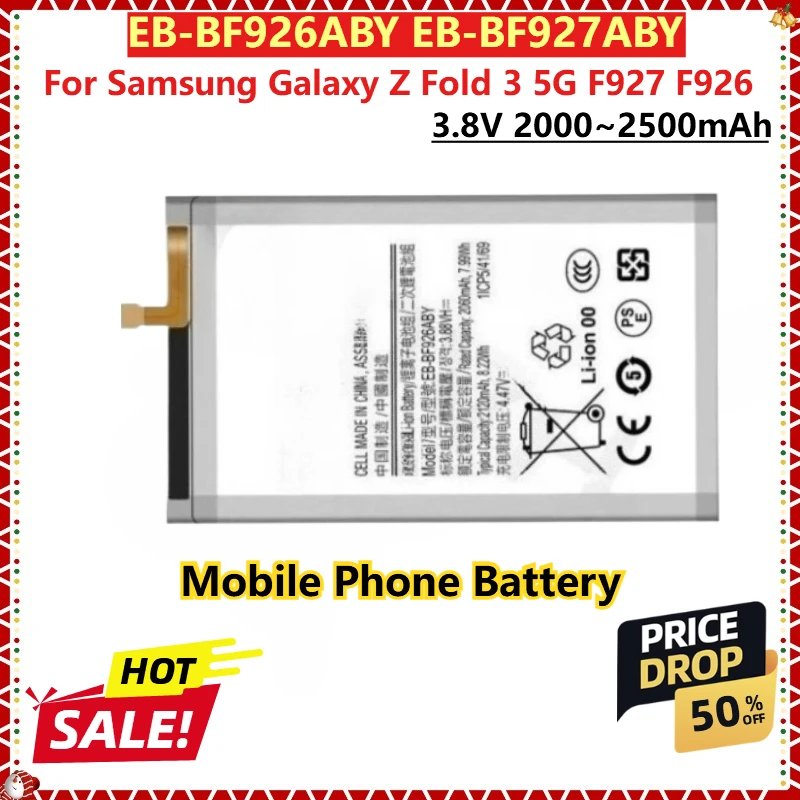 For Samsung Galaxy Z Fold 3 5G F927 F926 New Replacement Mobile Phone Battery EB-BF926ABY EB-BF927ABY 3.8V 2000~2500mAh
For Samsung Galaxy Z Fold 3 5G F927 F926 New Replacement Mobile Phone Battery EB-BF926ABY EB-BF927ABY 3.8V 2000~2500mAh