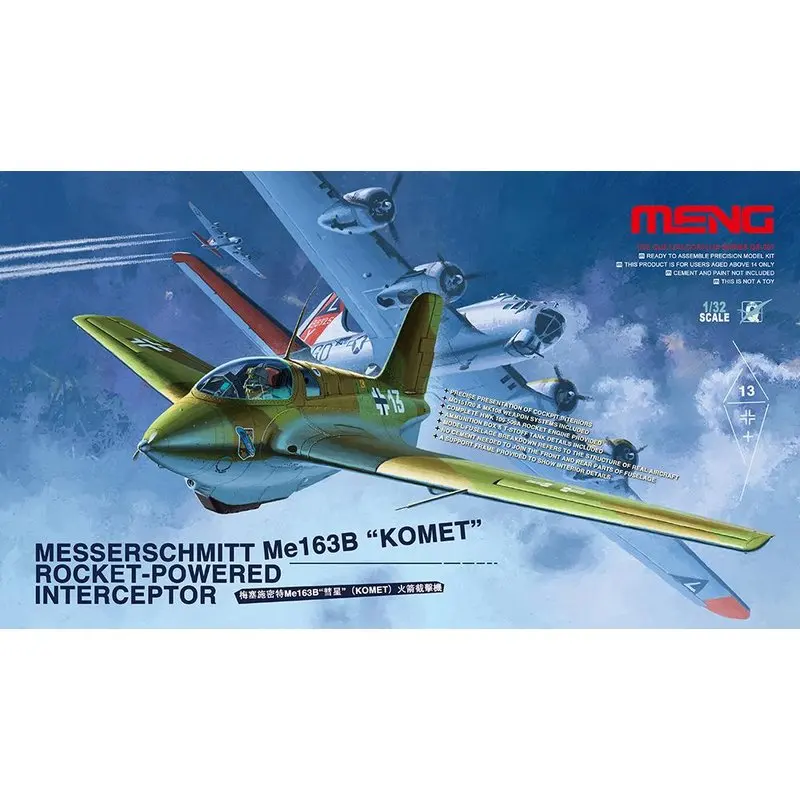 Модель Meng QS-001 1/32 Messerschmitt Me 163B «KOMET» Перехватчик с ракетовым питанием — комплект масштабной модели 
Модель Meng QS-001 1/32 Messerschmitt Me 163B «KOMET» Перехватчик с ракетовым питанием — комплект масштабной модели