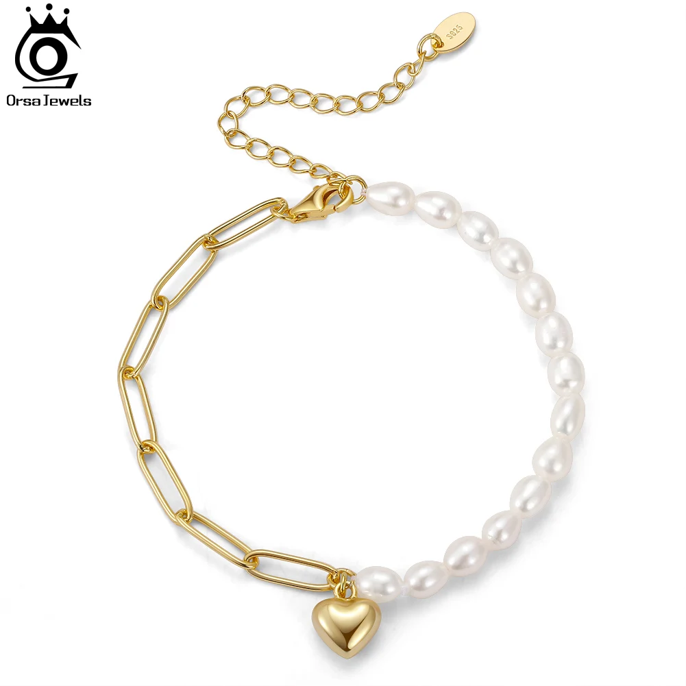 ORSA JEWELS S925 Sterling Silver Love Heart Pendant Round Real Bead Pearl Bracelet Sweet Romantic Style Gifts For Lovers GPB17
ORSA JEWELS S925 Sterling Silver Love Heart Pendant Round Real Bead Pearl Bracelet Sweet Romantic Style Gifts For Lovers GPB17