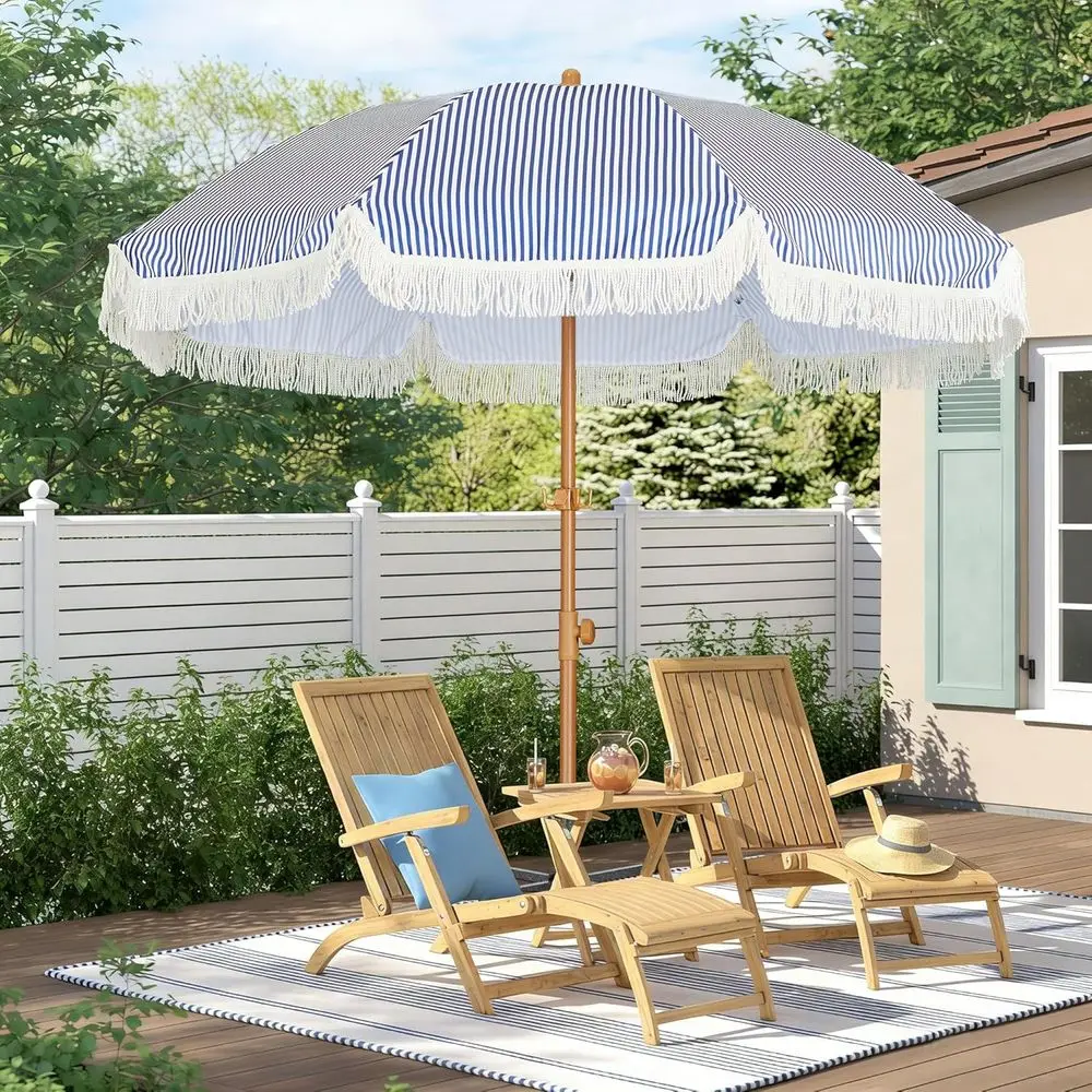 Bohemian-Style Patio Umbrella with Tassels, UPF 50+ Sun Protection, Push Button Operation, Premium Pole and Fiberglass Ribs, Inc
Bohemian-Style Patio Umbrella with Tassels, UPF 50+ Sun Protection, Push Button Operation, Premium Pole and Fiberglass Ribs, Inc