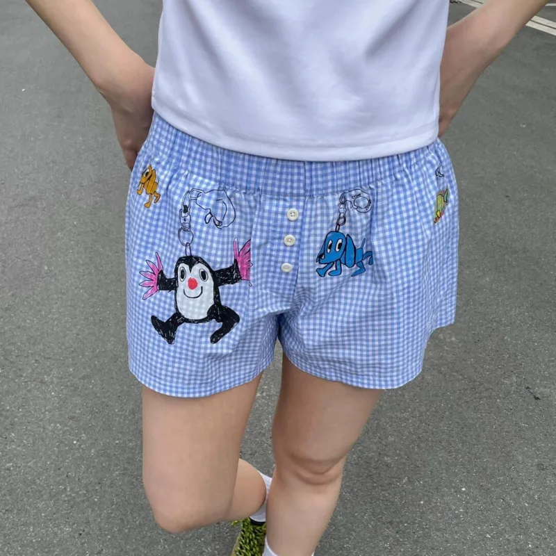 New Graffiti Cute Pattern Korean Style Fashion Blue Checkered Shorts Women Summer Loose Shorts Y2k Aesthetic Clothing
New Graffiti Cute Pattern Korean Style Fashion Blue Checkered Shorts Women Summer Loose Shorts Y2k Aesthetic Clothing