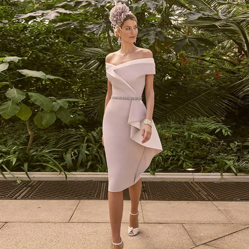 Column Mother of the Bride Dresses Formal Crepe Fabric Wedding Party Dress Grey and White Off-the-shoulder Crystals Prom Dresses 
Column Mother of the Bride Dresses Formal Crepe Fabric Wedding Party Dress Grey and White Off-the-shoulder Crystals Prom Dresses