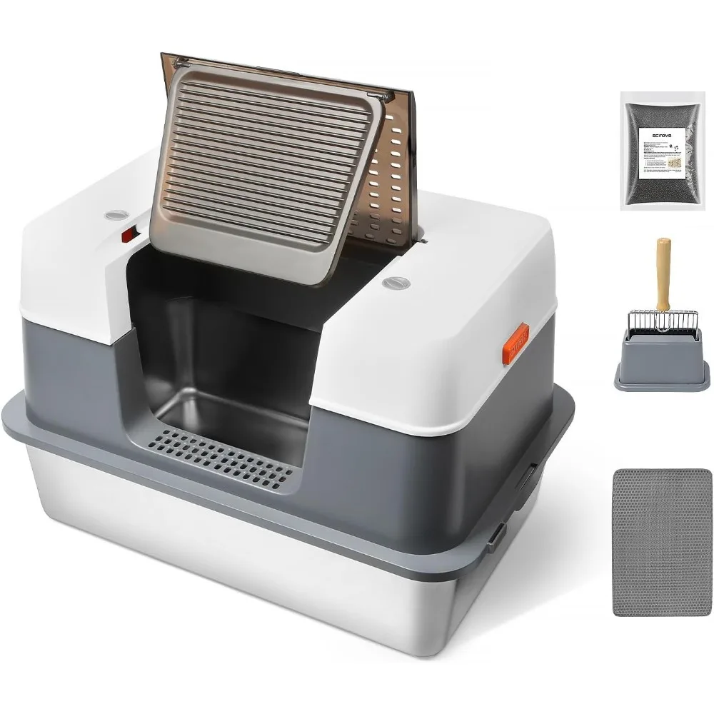 Cat Litter Box Enclosed with Lid, Covered Metal Kitty Litter Box with Litter Mat and Odor Reduction Pack(2kg)
Cat Litter Box Enclosed with Lid, Covered Metal Kitty Litter Box with Litter Mat and Odor Reduction Pack(2kg)