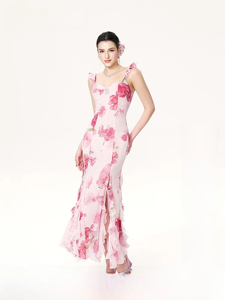 NanaJacqueline Floral Print Halter Dress Women's New Wave Skirt Long Dress Vacation Style Gathered Waist Polyester Fiber
NanaJacqueline Floral Print Halter Dress Women's New Wave Skirt Long Dress Vacation Style Gathered Waist Polyester Fiber