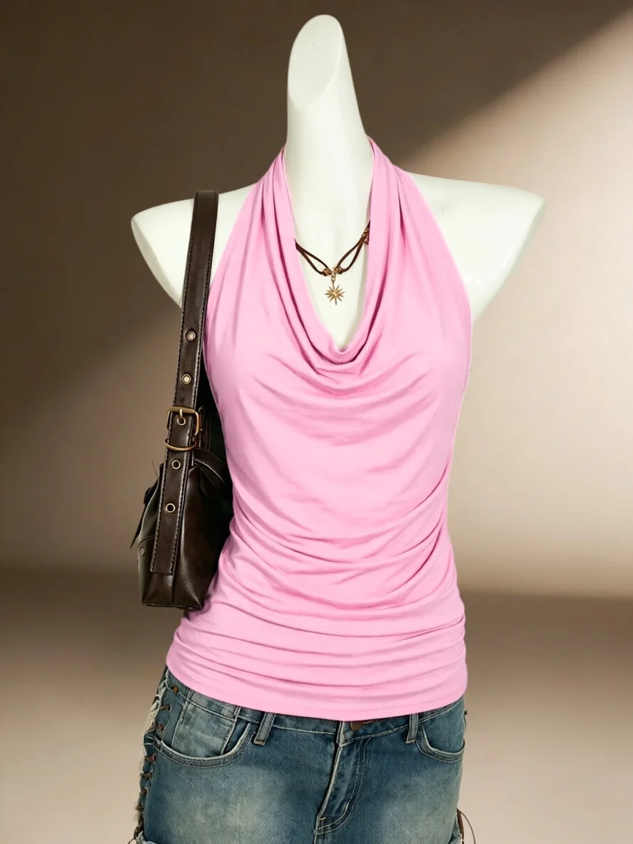 Women Plus Size Light Pink Cowl Neck Halter Tank Top Casual Sleeveless Ruched Side Slim Fit Cami Top For Daily Wear Streetwear &
Women Plus Size Light Pink Cowl Neck Halter Tank Top Casual Sleeveless Ruched Side Slim Fit Cami Top For Daily Wear Streetwear &