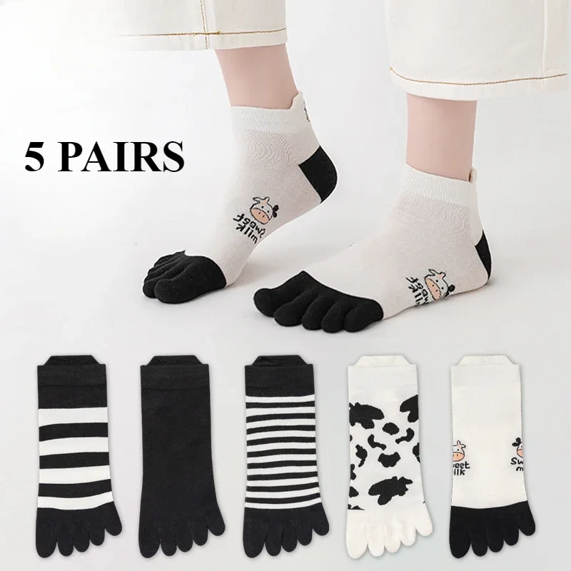 5 Pairs Women Toe Socks Spring Summer Cute Cow Print Five Finger Socks Cotton Kawaii Short Ankle Socks with Separate Fingers
5 Pairs Women Toe Socks Spring Summer Cute Cow Print Five Finger Socks Cotton Kawaii Short Ankle Socks with Separate Fingers
