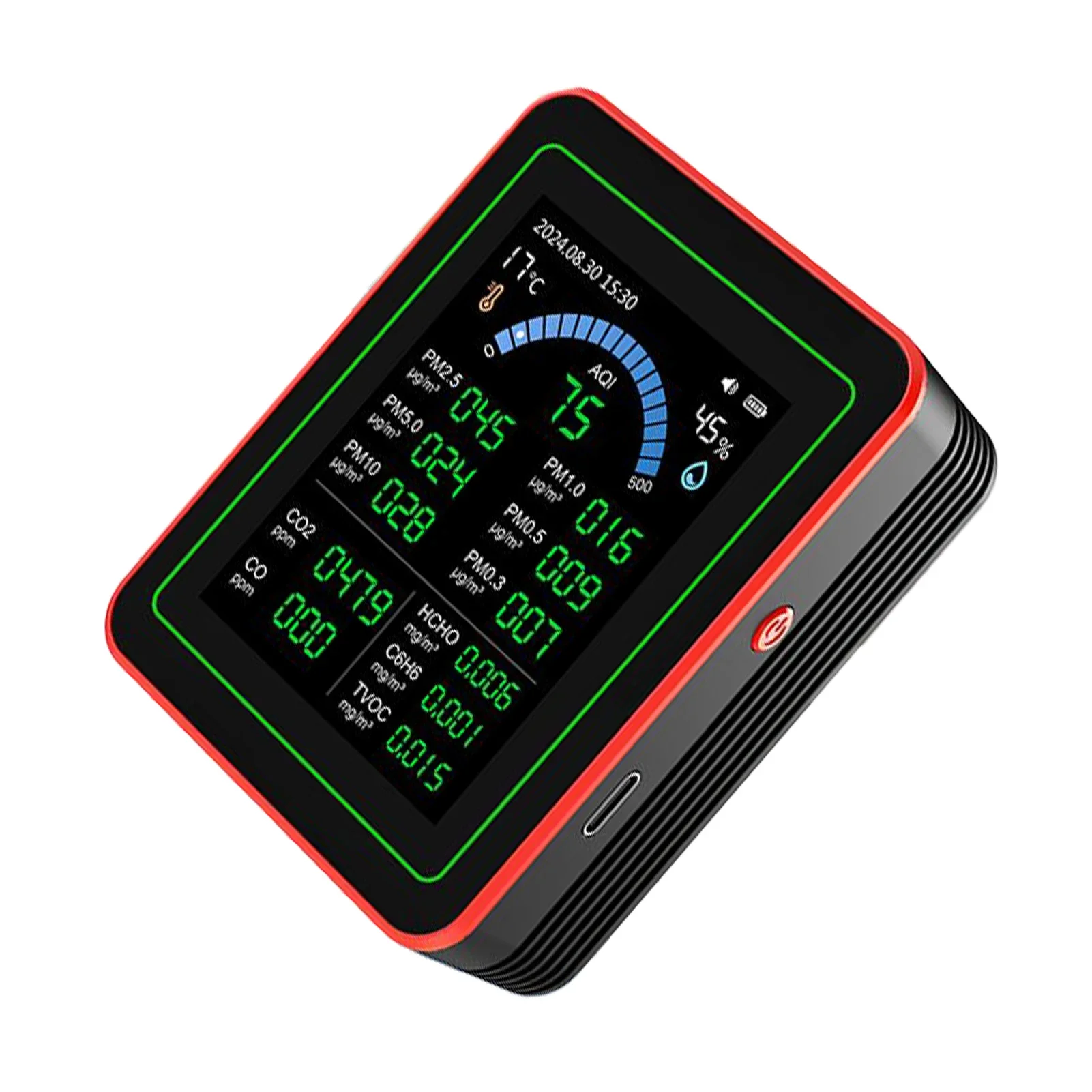 For 18 in 1 HCHO Meter, Temperature and Humidity Meter with Color Screen for , Detect Indoor PM0.3 PM0.5 PM1.0 PM2.5 PM5.
For 18 in 1 HCHO Meter, Temperature and Humidity Meter with Color Screen for , Detect Indoor PM0.3 PM0.5 PM1.0 PM2.5 PM5.