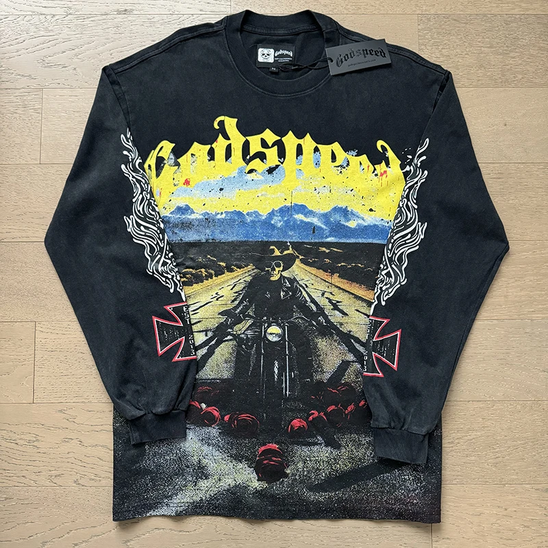 Мужская одежда High Street Godspeed, футболка с буквенным принтом и длинным рукавом, футболки GOD SPEED, хлопковые топы
Мужская одежда High Street Godspeed, футболка с буквенным принтом и длинным рукавом, футболки GOD SPEED, хлопковые топы