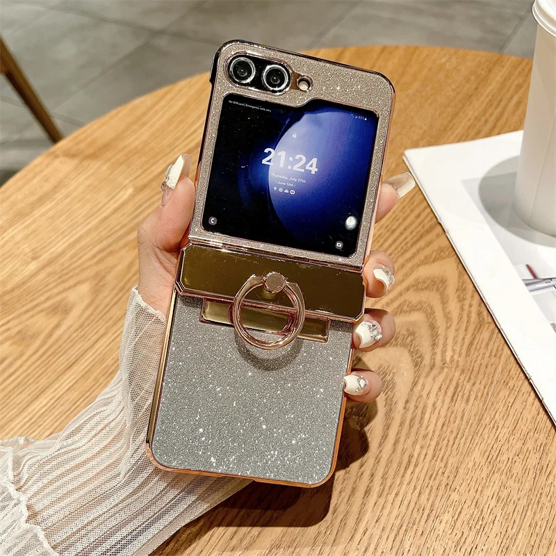Phone Case For Samsung Galaxy Z Flip 6 5 4 3 5G Glitter Trim With Ring Hinge Electroplated Plastic Back Cover
Phone Case For Samsung Galaxy Z Flip 6 5 4 3 5G Glitter Trim With Ring Hinge Electroplated Plastic Back Cover