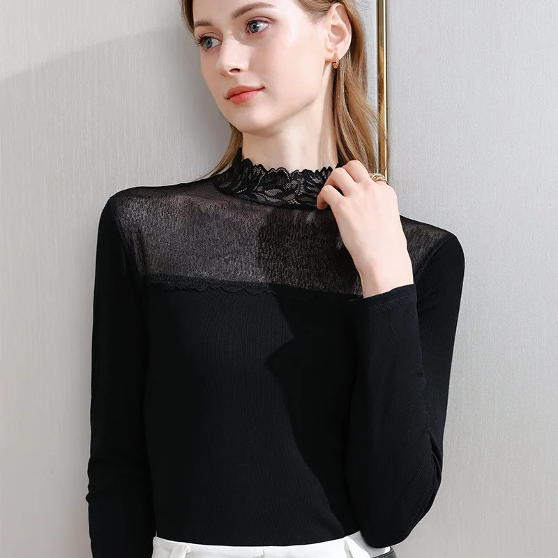 Women's half-high collar base shirt2026New stylish mesh patchwork long-sleeve European-style top, elegant inner layer
Women's half-high collar base shirt2026New stylish mesh patchwork long-sleeve European-style top, elegant inner layer