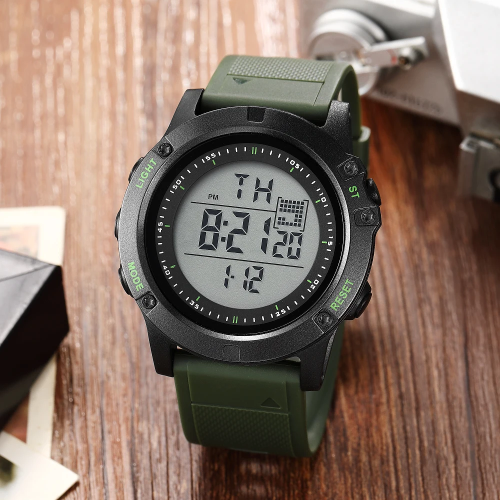 Digital Men's Watches Male Hombre Green Outdoor Sport Waterproof Wristwatch Shock Resistant Military LED Watch Rubber Band Clock
Digital Men's Watches Male Hombre Green Outdoor Sport Waterproof Wristwatch Shock Resistant Military LED Watch Rubber Band Clock