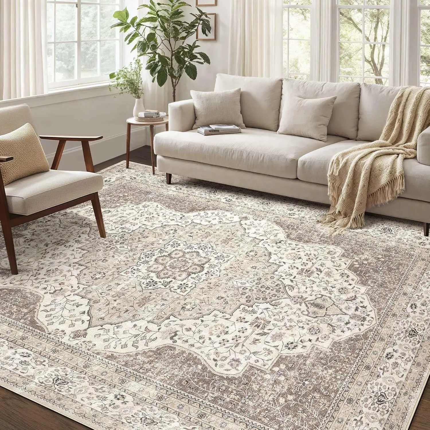 Washable Rug 10x14 - Vintage Floral Area Rug for Living Room, Bedroom, Dining Room, Stain & Fade Resistant, Non Slip, Ultra-Thin, Brown/Beige
Washable Rug 10x14 - Vintage Floral Area Rug for Living Room, Bedroom, Dining Room, Stain & Fade Resistant, Non Slip, Ultra-Thin, Brown/Beige