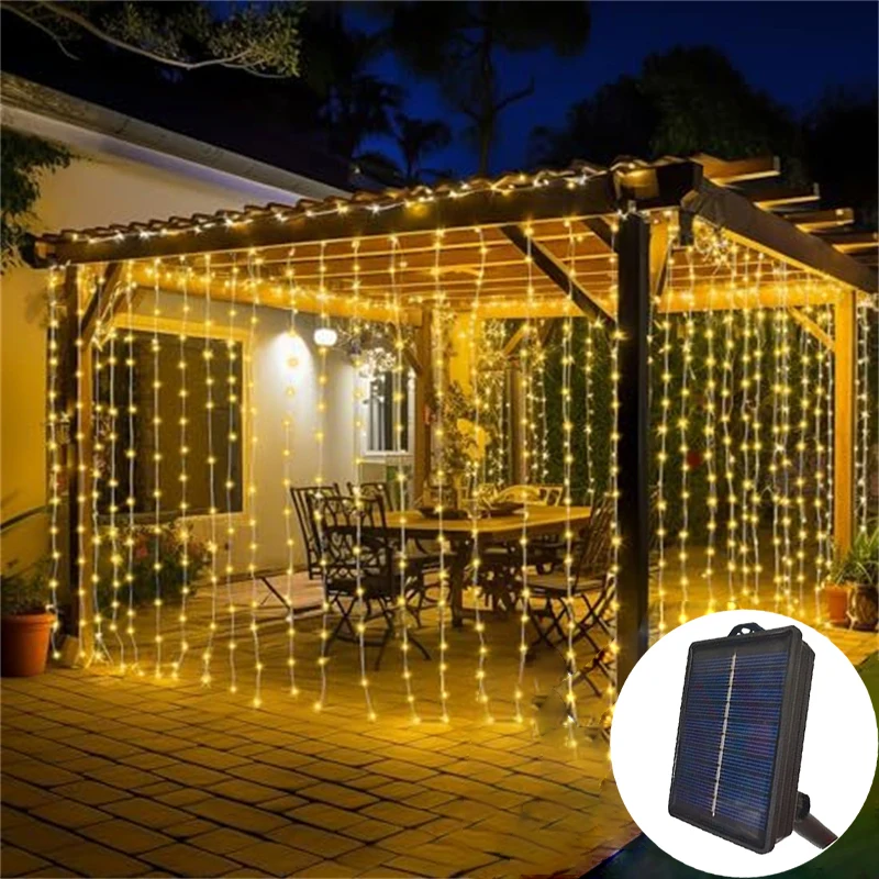 Outdoor Garden Decor Fairy Lights LED Solar Curtain Lights String Wedding Garland Pavilion Yard Camping Decoration Holiday Party
Outdoor Garden Decor Fairy Lights LED Solar Curtain Lights String Wedding Garland Pavilion Yard Camping Decoration Holiday Party