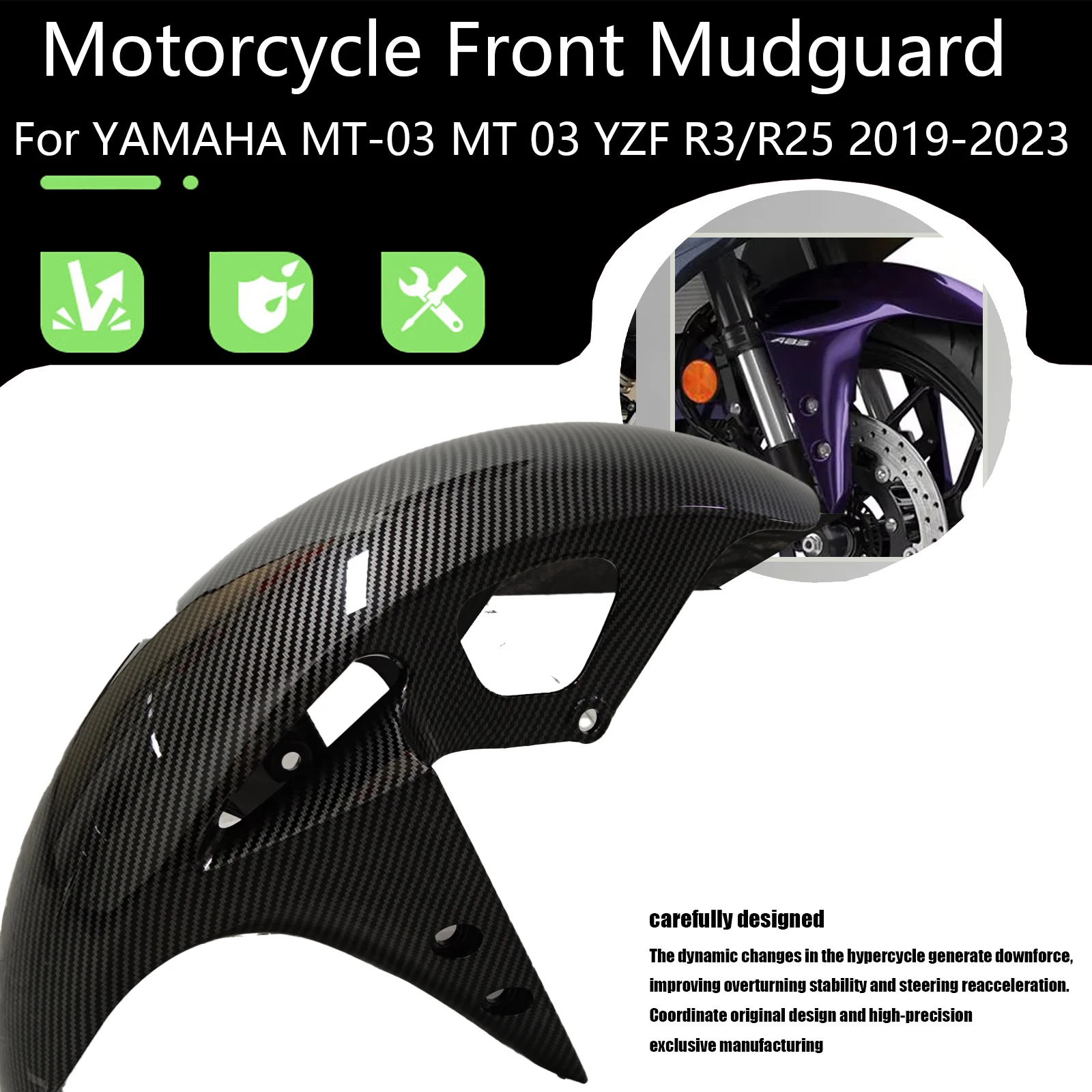 Motorcycle Front Tire Fender For YAMAHA MT-03 MT 03 YZF R3/R25 2019-2023 Guard Hugger Fairing ABS Carbon Fiber Color
Motorcycle Front Tire Fender For YAMAHA MT-03 MT 03 YZF R3/R25 2019-2023 Guard Hugger Fairing ABS Carbon Fiber Color