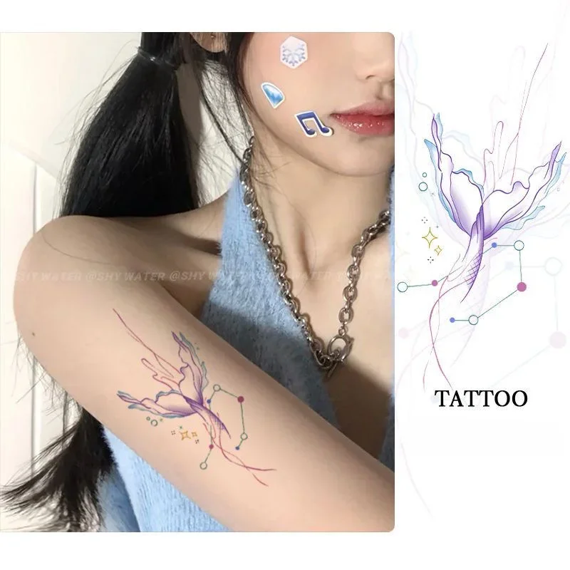 Blue Purple Fishtail Temporary Tattoos for Women Arm Cartoon Fish Waterproof Tattoo Stickers Art Lasting Sexy Cute Fake Tattoo
Blue Purple Fishtail Temporary Tattoos for Women Arm Cartoon Fish Waterproof Tattoo Stickers Art Lasting Sexy Cute Fake Tattoo