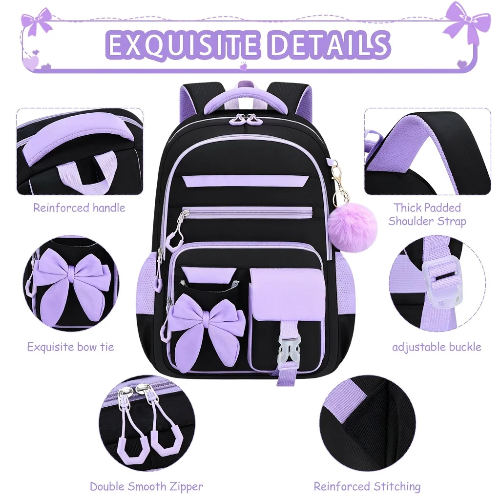 Elementary School Bag Multi-Pocket Girls School Backpack Spine Backpack Waterproof Bow School Bag Set For Outdoor Travel Daily
Elementary School Bag Multi-Pocket Girls School Backpack Spine Backpack Waterproof Bow School Bag Set For Outdoor Travel Daily